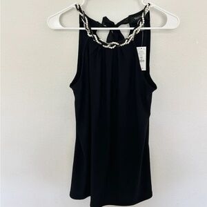 White House Black Market Black Tie Front Sleeveless Tank Top